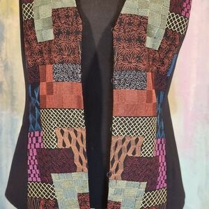 EMBROIDERED Vest ORANGE‎ BLUE PINK YELLOW BUST 36 MEDIUM BOHO MAXIMALIST FUNKY M